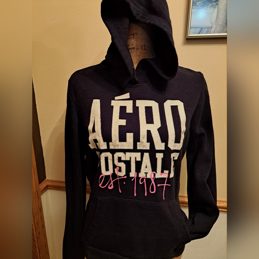 Aeropostale Black Est. 1987 Hoodie L